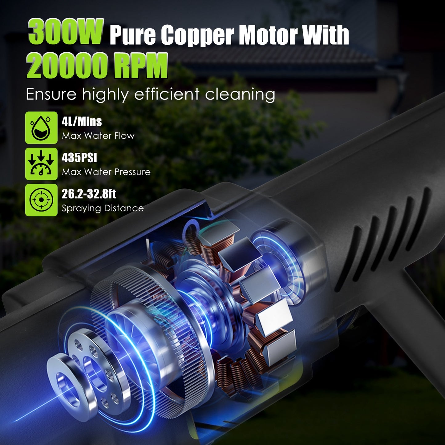 1Set C Portable Electric Power Washer High Pressure Water Sprayer 435PSI Car Washer Cleaner With 6 In 1 Nozzle Foam Bottle Filter 15000mAh 21V Battery And Charger