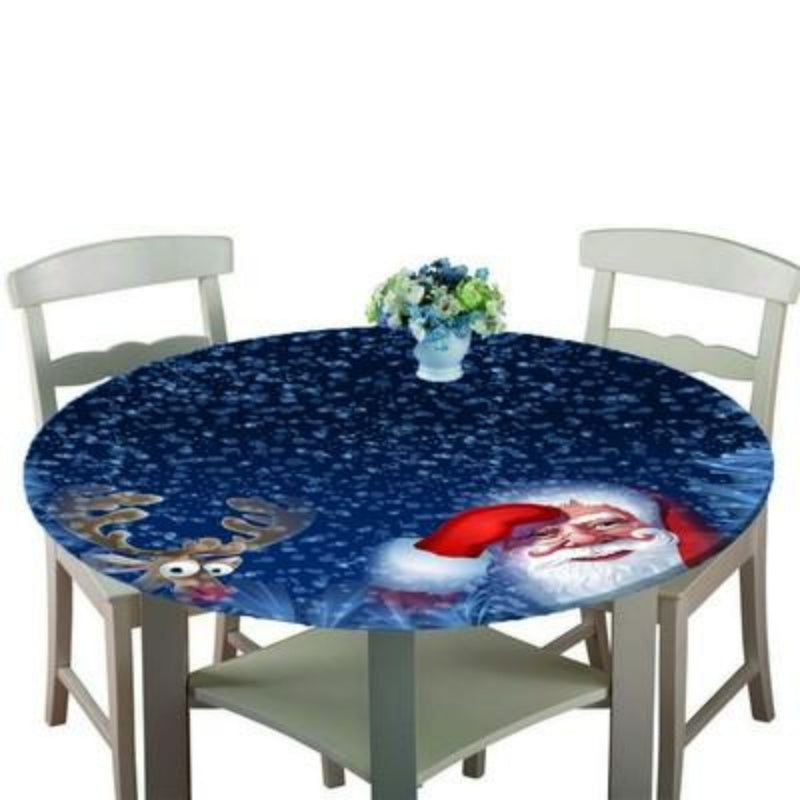 Elastic Edge Fits Santa Claus Christmas Tablecloth