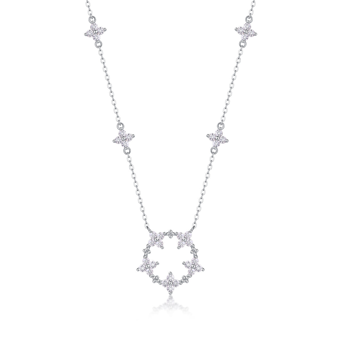 1Iris Flower Luxurious Fashion Diamond Pendant Necklace Set With Mosan Diamond Silver Ornaments Prohibit TikTok sales