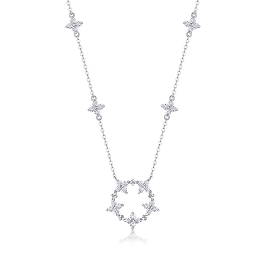 1Iris Flower Luxurious Fashion Diamond Pendant Necklace Set With Mosan Diamond Silver Ornaments Prohibit TikTok sales