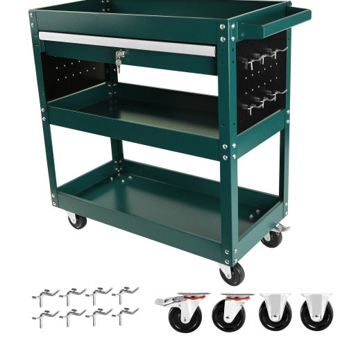 3 Tier Rolling Tool Cart, Heavy Duty Utility Cart Tool Organizer With Storage Drawer, Industrial Commercial Service Tool Cart For Mechanics, Garage, Warehouse & Repair Shop