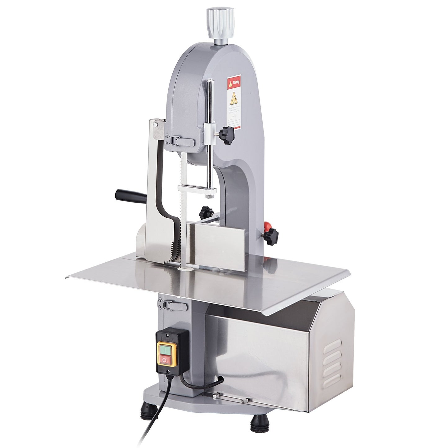 Commercial Electric Meat Bandsaw, 1500W Stainless Steel Countertop Bone Sawing Machine, Workbeach , 0.16-7.9 Inch Cutting Thickness, Frozen Meat Cutter With 6 Blades For Rib Pork Beef