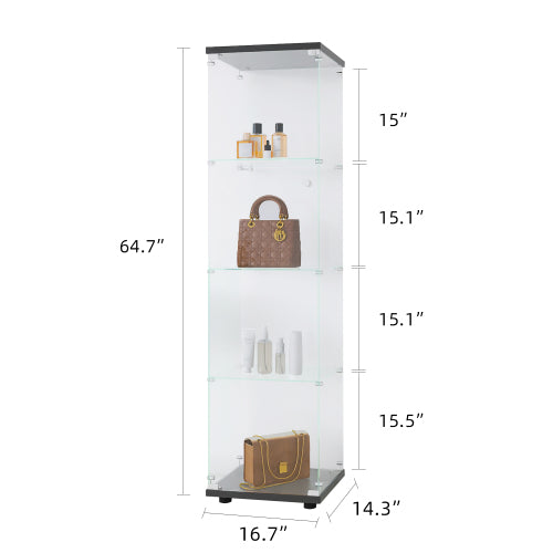 Glass Display Cabinet 4 With Gantry, Floor-to-ceiling Rare Bookshelf, Suitable For Living Room, Bedroom, Office