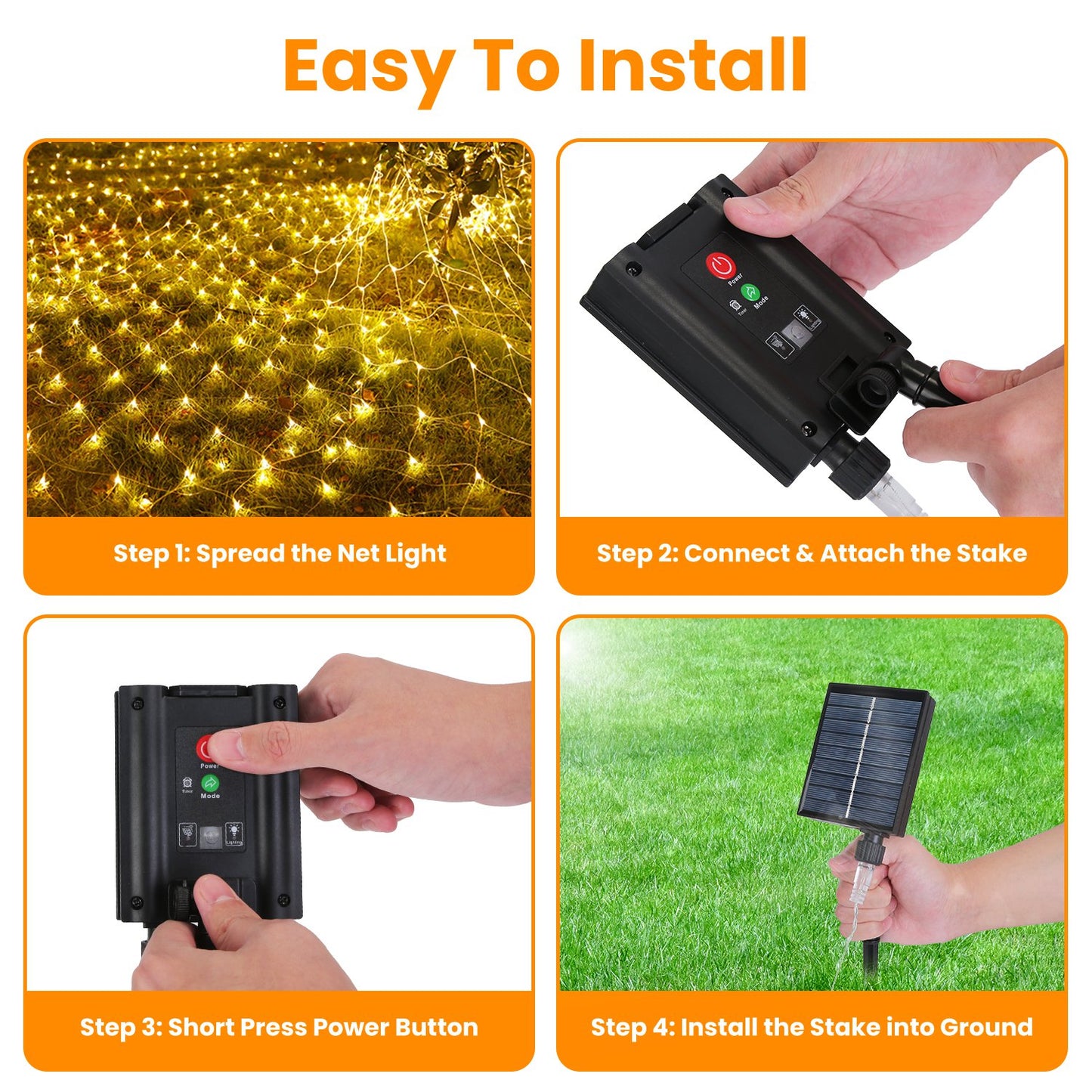 9.84x6.56FT 192LED Solar Christmas Net Lights Outdoor Bush Lights Dimmable IP44 Waterproof With 8 Modes Remote Timer Memory Function For Holiday Party Wedding Patio Garden