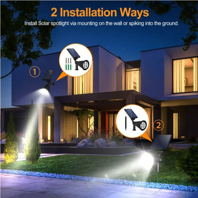 2 Outdoor Waterproof Solar Spotlights