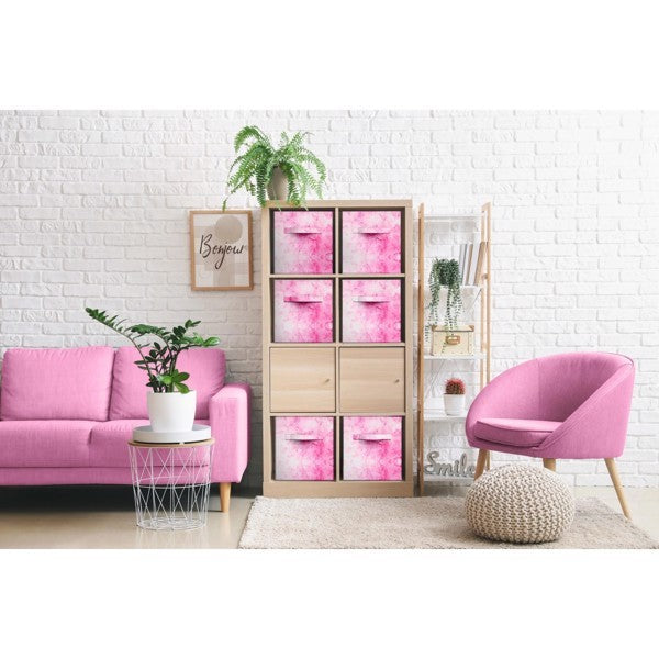 Pink Tote Foldable Storage Box, 6 Packs Of Foldable Storage Box With Handle