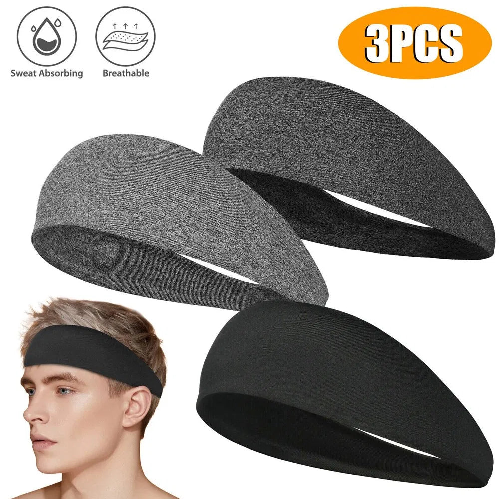 3x Men Women Sweat Sweatband Headband Stretch Sports Head Band Yoga Gym Running