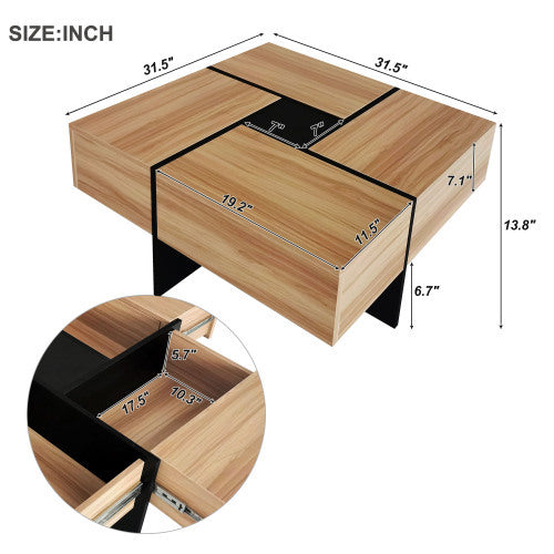 Unique Banana Design Coffee Table With 4 Hidden Storage Compartments