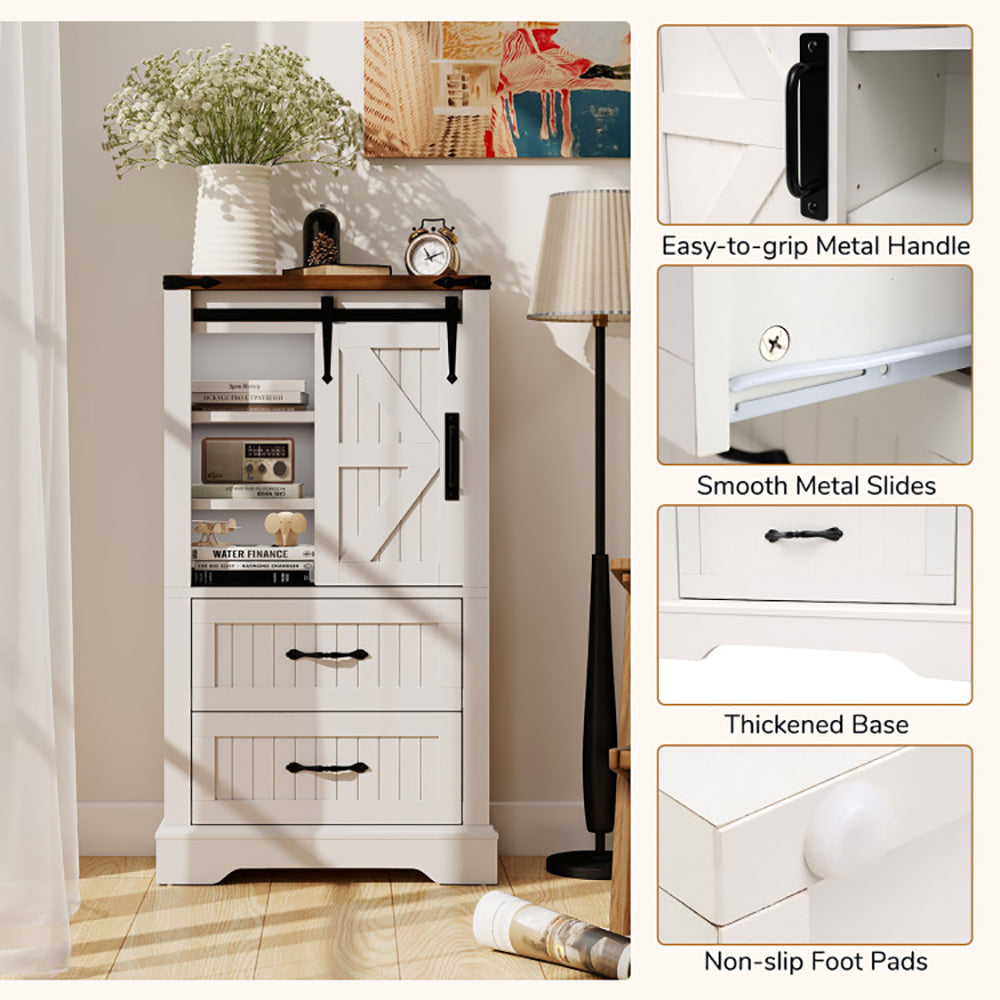 Farmhouse Bathroom Floor Cabinet Freestanding Wooden Storage Organizer