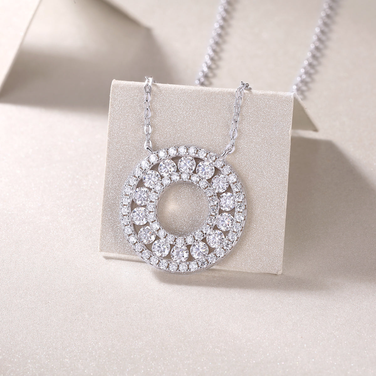 1Reciprocating Luxury Fashion Diamond Pendant Necklace Set With Mosan Diamond Silver Ornaments Prohibit TikTok sales