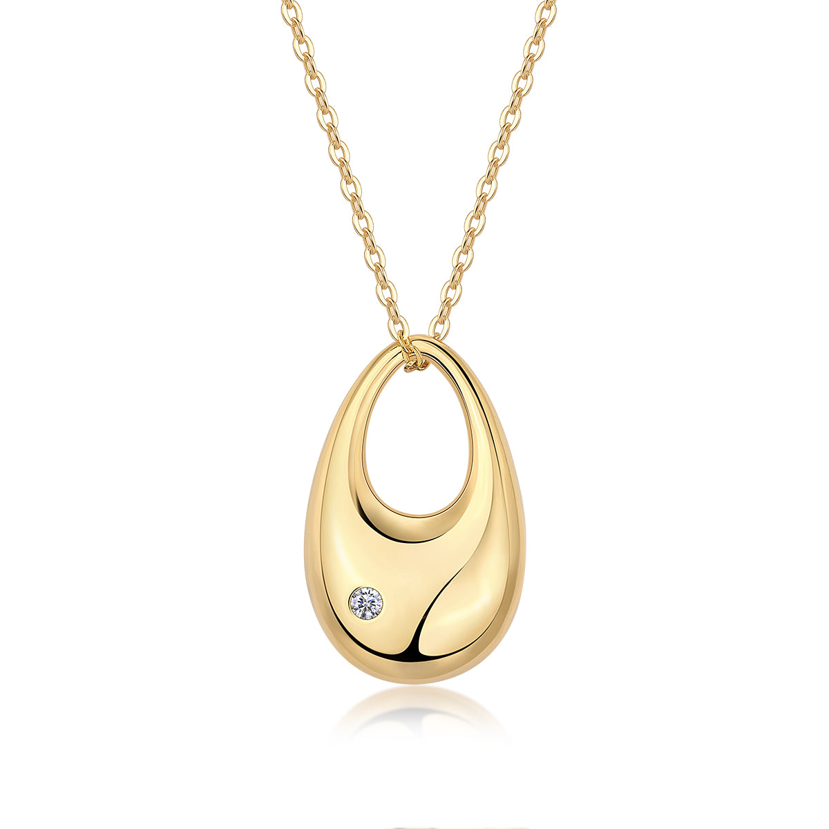 Evening Love - A Fashionable And Trendy Diamond Pendant Necklace Set With Moissanite S925 Sterling Silver And Gold Plating