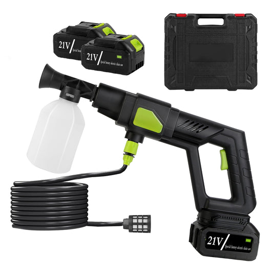 1Set C Portable Electric Power Washer High Pressure Water Sprayer 435PSI Car Washer Cleaner With 6 In 1 Nozzle Foam Bottle Filter 15000mAh 21V Battery And Charger