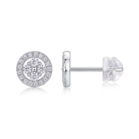 Silver Osmanthus - Fashionable And Luxurious Diamond Jewelry Earrings Set With Moissanite S925 Sterling Silver And Platinum-plated Stud Earrings