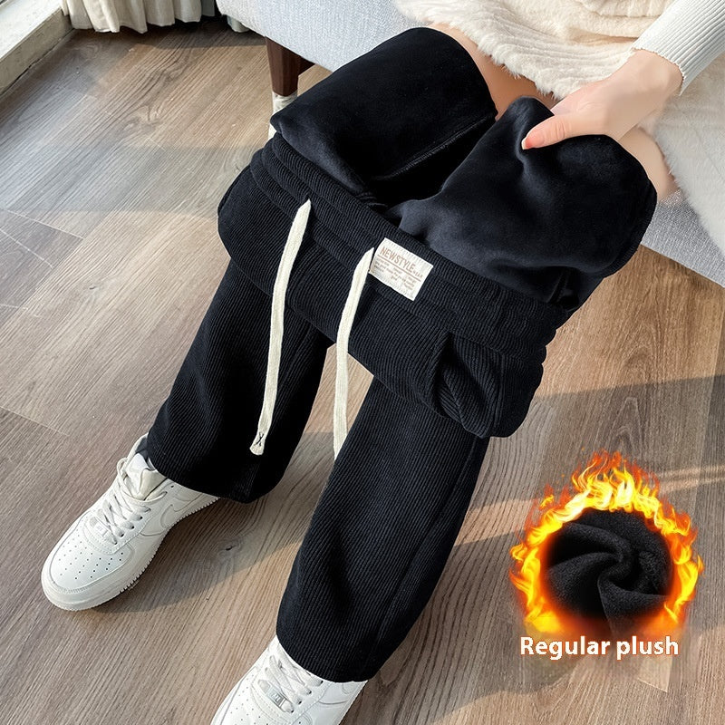 Chenille Fleece-lined Thickening Wide Leg Pants Women's Autumn And Winter