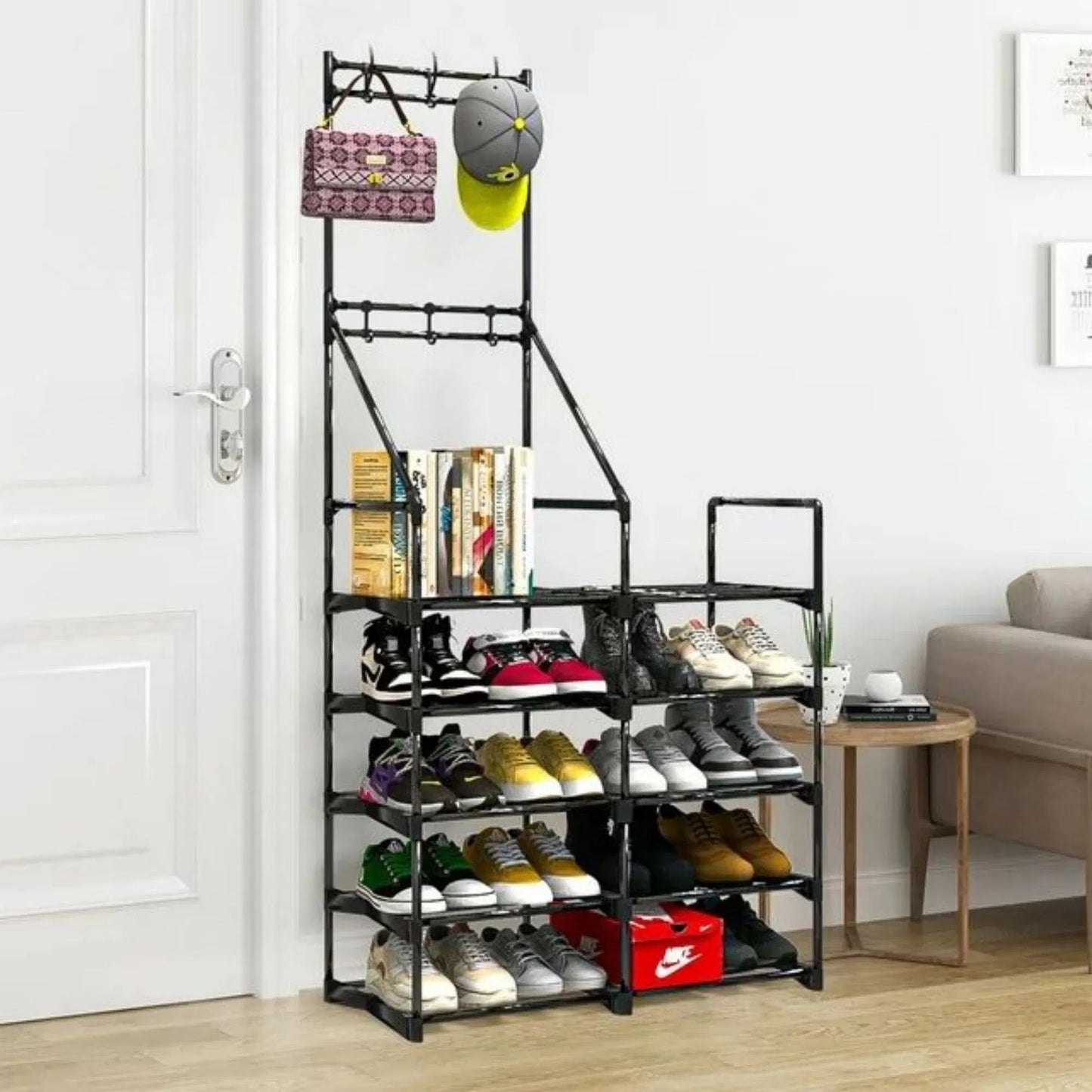 5-Tier Shoe Rack Shoe Storage Organizer, Freestanding Coat And Shoe Rack, 25-30 Pairs Shoe Shelf For Entryway Closet