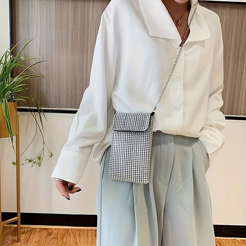 Women's Crossbody Bag Glitter Rhinestone Evening Bag Purse Sequin Wedding Handbag Cell Phone Purse Wallet