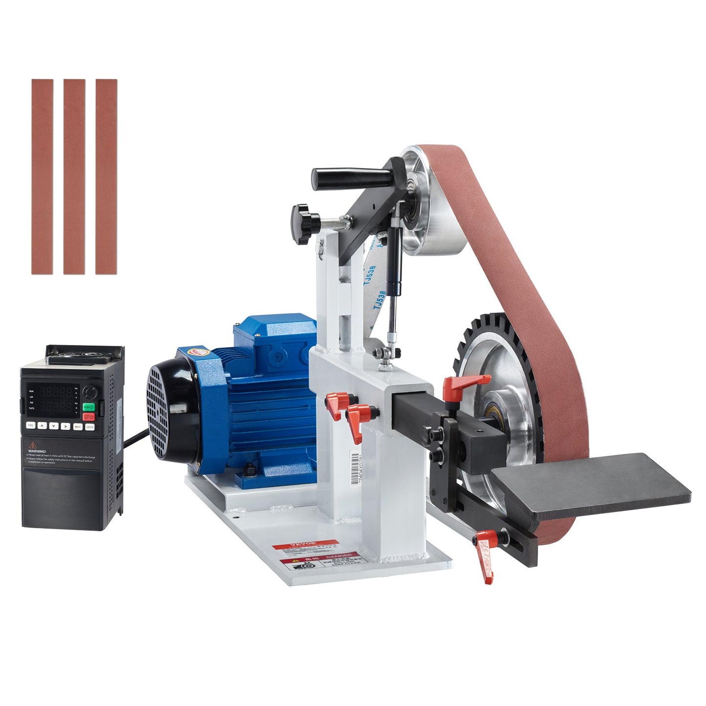Belt Grinder Sander, 72 X 2-Inch Variable Speed Belt Polisher With VFD, 1500W 2HP Polishing Grinding Machine With 3 Grinding Moulds & 3PCS Sanding Belts For Metalworking, Knife Making