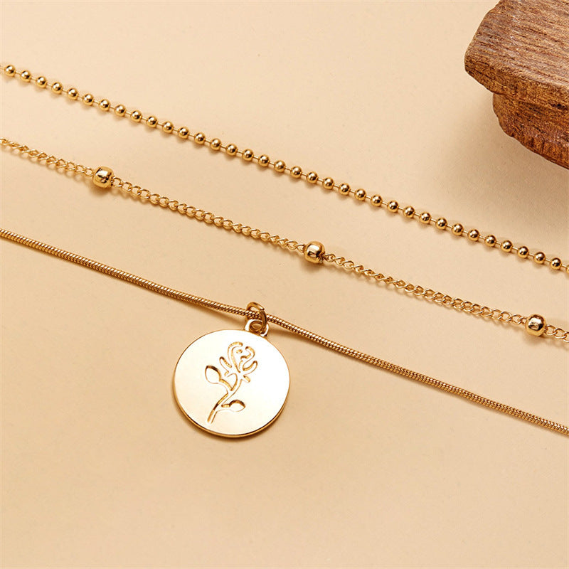 Women's Multi-layer Necklace Simple Rose Brand Versatile Jewelry