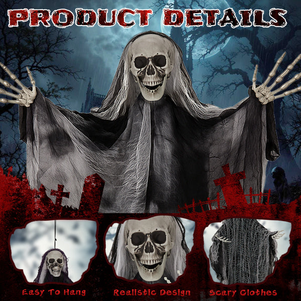 3PC Hanging Skeleton Ghost, One 4.6FT And Two 3FT Halloween Hanging Decorations