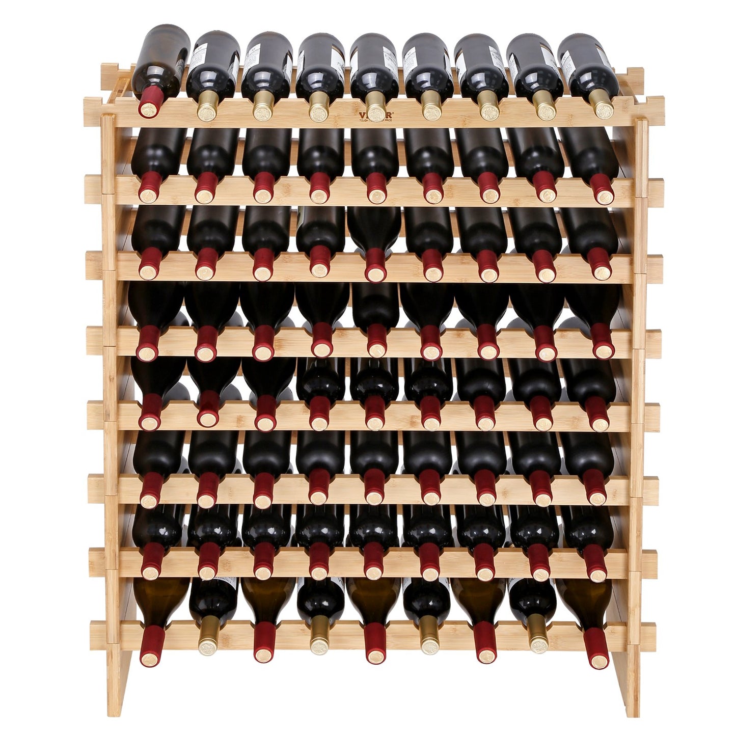 72 Bottle Stackable Modular Wine Rack Bamboo Wood Display Shelf 8-Tier