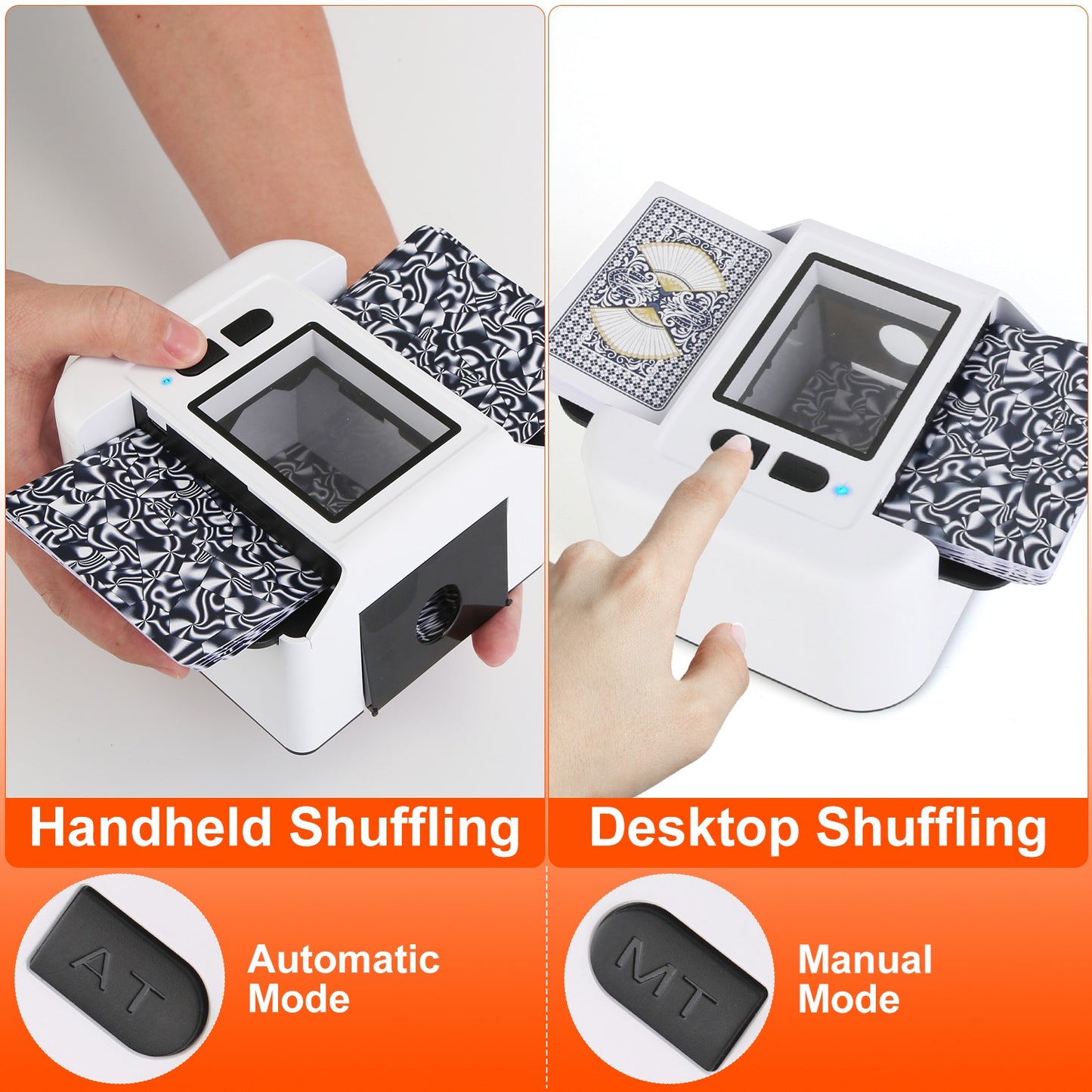 1Pc 2 Deck Rechargeable Automatic Card Shuffler Professional Card Shuffler For For Texas Hold'em Poker UNO With Auto Manual Mode Handheld Desktop
