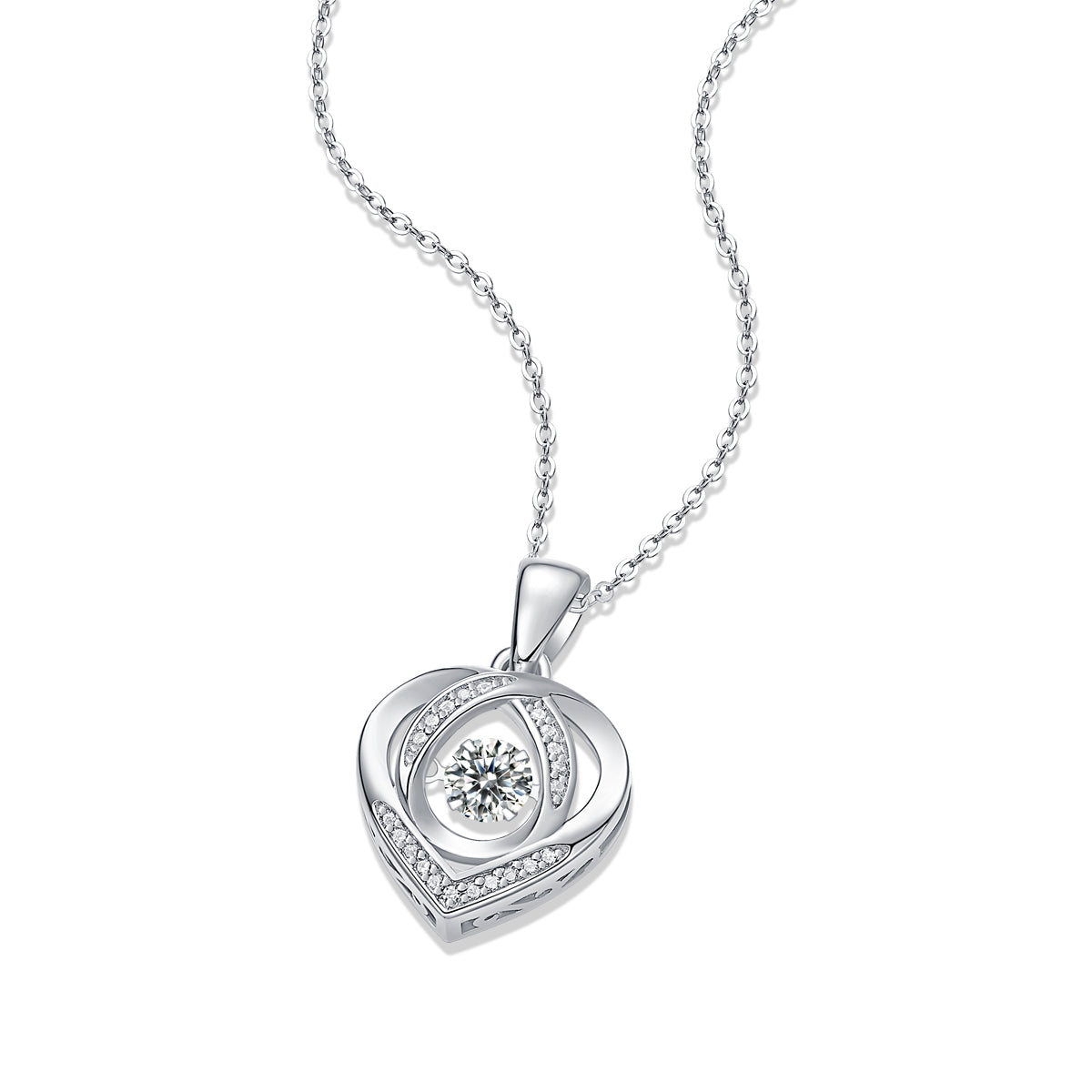 1Heart To Have Your Luxurious Fashion Diamond Pendant Set With Mosan Diamond Silver Ornaments