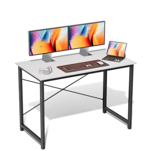 Computer Office Desk For Small Spaces, Writing Gaming Work Desk Modern Kids Study Table With Storage Bag & Headphone Hook