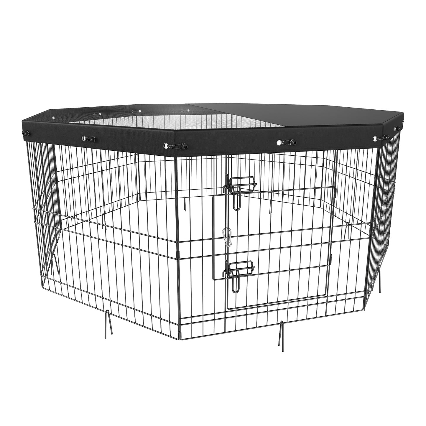 VEVOR Dog Playpen, 8 Panels Foldable Waterproof Pet Playpen Metal Dog Exercise Pen With Top Cover, 24inch H Pet Fence Puppy Crate Kennel With Ground Stakes, Indoor Outdoor Dog Pen For Small Medium Pets, For Camping, Yard