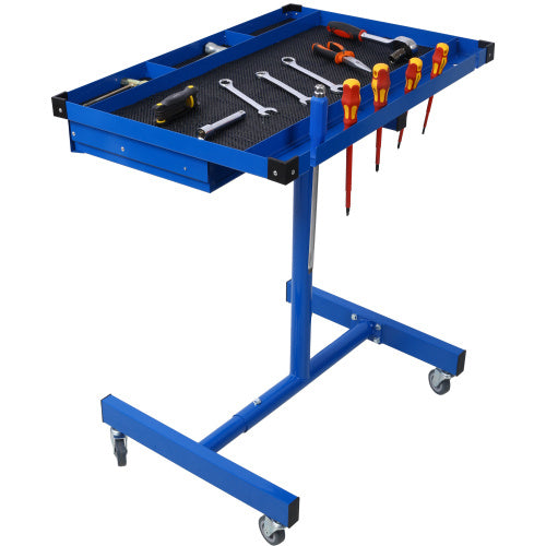 Adjustable Tear Down Work Table With Drawer For Garages, Repair Shops, And DIY, Portable, 4  2.5 Swivel Casters, 220 Pound Capacity, Rubber Corners, Heavy Duty Steel,
