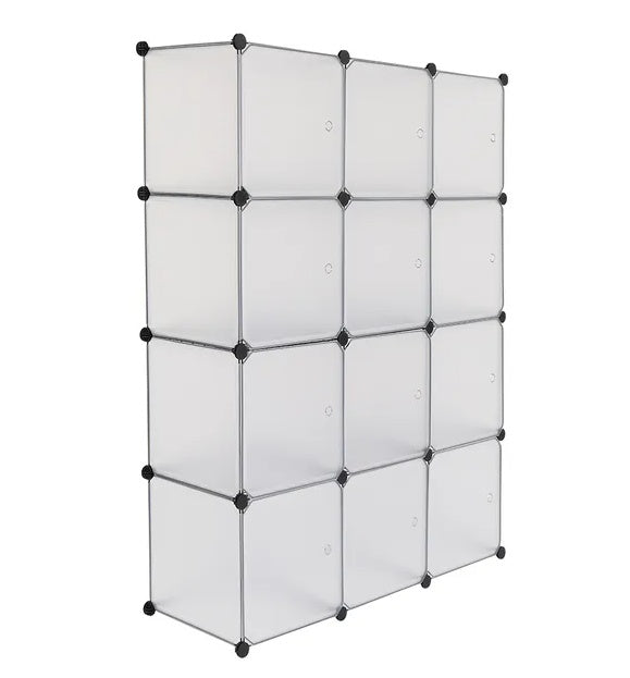 12-Cube Storage Shelf Cube Shelving Bookcase Bookshelf Organizing Closet Toy Organizer Cabinet White Color