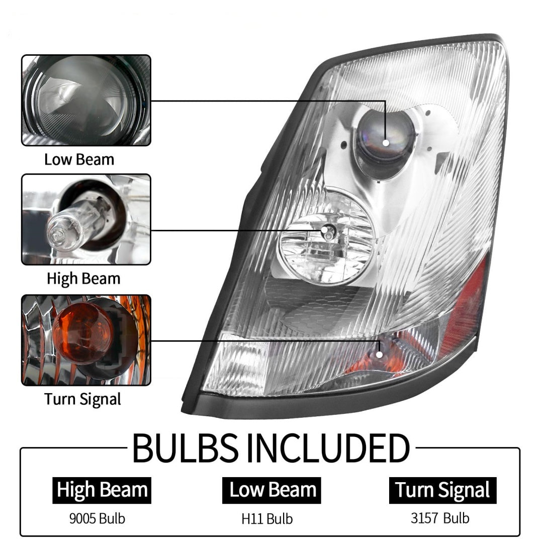 For 2004-2017 Volvo Vnl Headlamp Halogen Assembly White