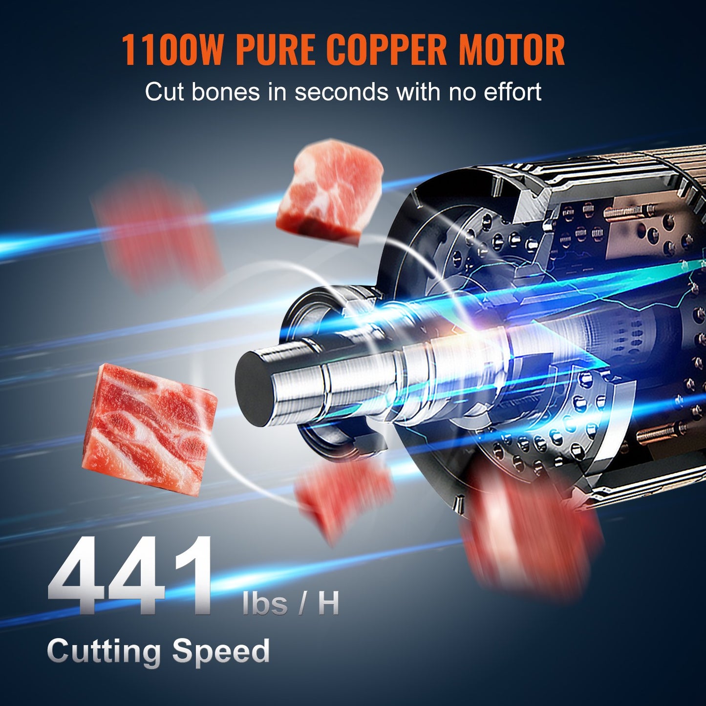 Commercial Electric Meat Bandsaw, 1100W Stainless Steel Countertop Bone Sawing Machine, Workbeach 19.3" X 15", 0.16-7.9 Inch Cutting Thickness, Frozen Meat Cutter With 6 Blades For Rib Pork Beef