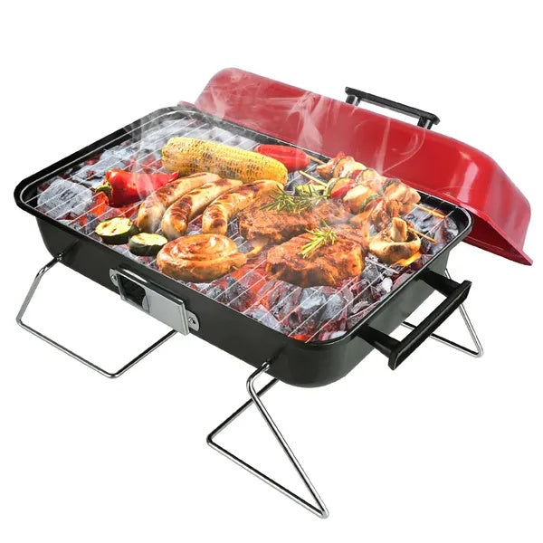 Portable Barbecue Smoker Charcoal Grill Outdoor Tabletop Grill Small Folding With Lid For Backyard Camping Picnics Beach