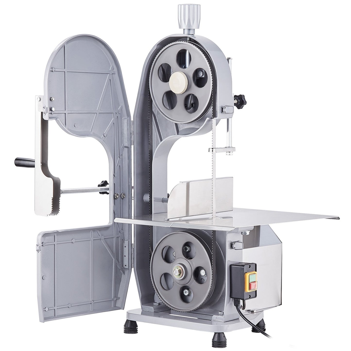Commercial Electric Meat Bandsaw, 1500W Stainless Steel Countertop Bone Sawing Machine, Workbeach , 0.16-7.9 Inch Cutting Thickness, Frozen Meat Cutter With 6 Blades For Rib Pork Beef
