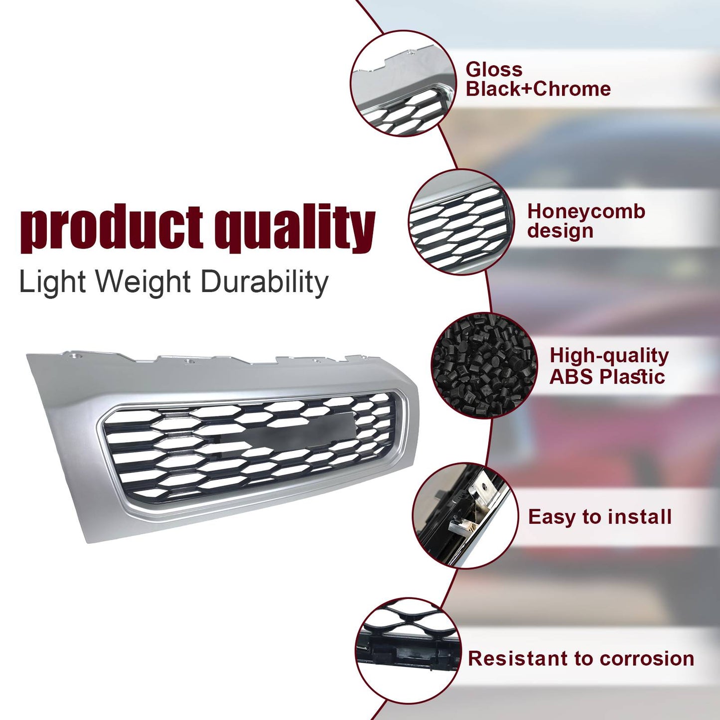 Front Grill For 2019-2022 Ram ProMaster 1500 2500 3500 Gloss Black