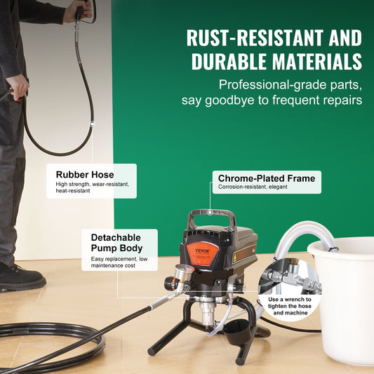 950W Stand Airless Paint Sprayer, 3000PSI High Efficiency Electric Airless Sprayer, Handheld Paint Sprayers For Home Interior And Exterior Furniture And Fences, Fine And Even Painting Effect