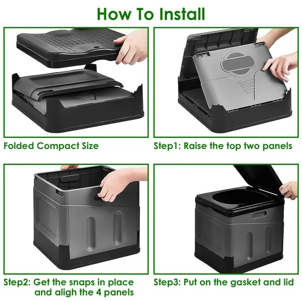 Portable Toilet For Car Camping Boating Hiking Outdoor Travel Potty With Carry Bag Foldable Emergency Toilet With Lid Trash Bags