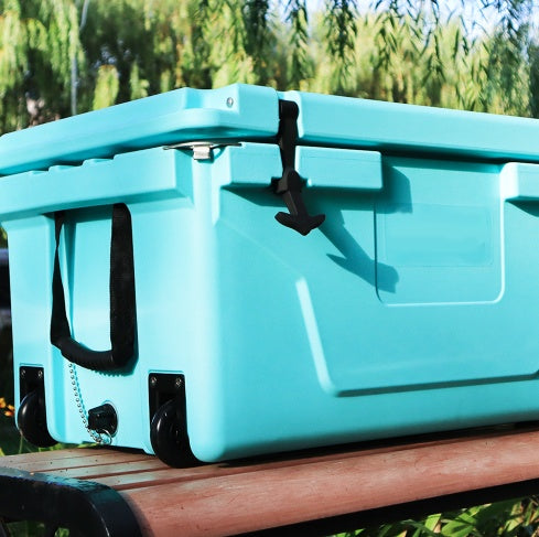 Hot Selling Blue Color 65QT Outdoor Cooler Fish Ice Chest Box Popular Camping Cooler Box