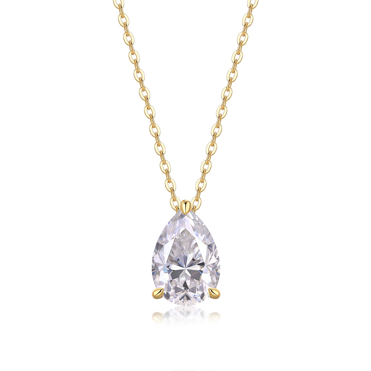 1Under The Moon - A Fashionable And Trendy Diamond Pendant Necklace Set With Pear-shaped Moissanite S925 Sterling Silver And Gold Plating