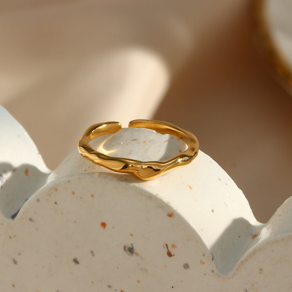 European And American Ins Fashion Simple And Light Luxury Elegant Jewelry Stainless Steel Bamboo Ring