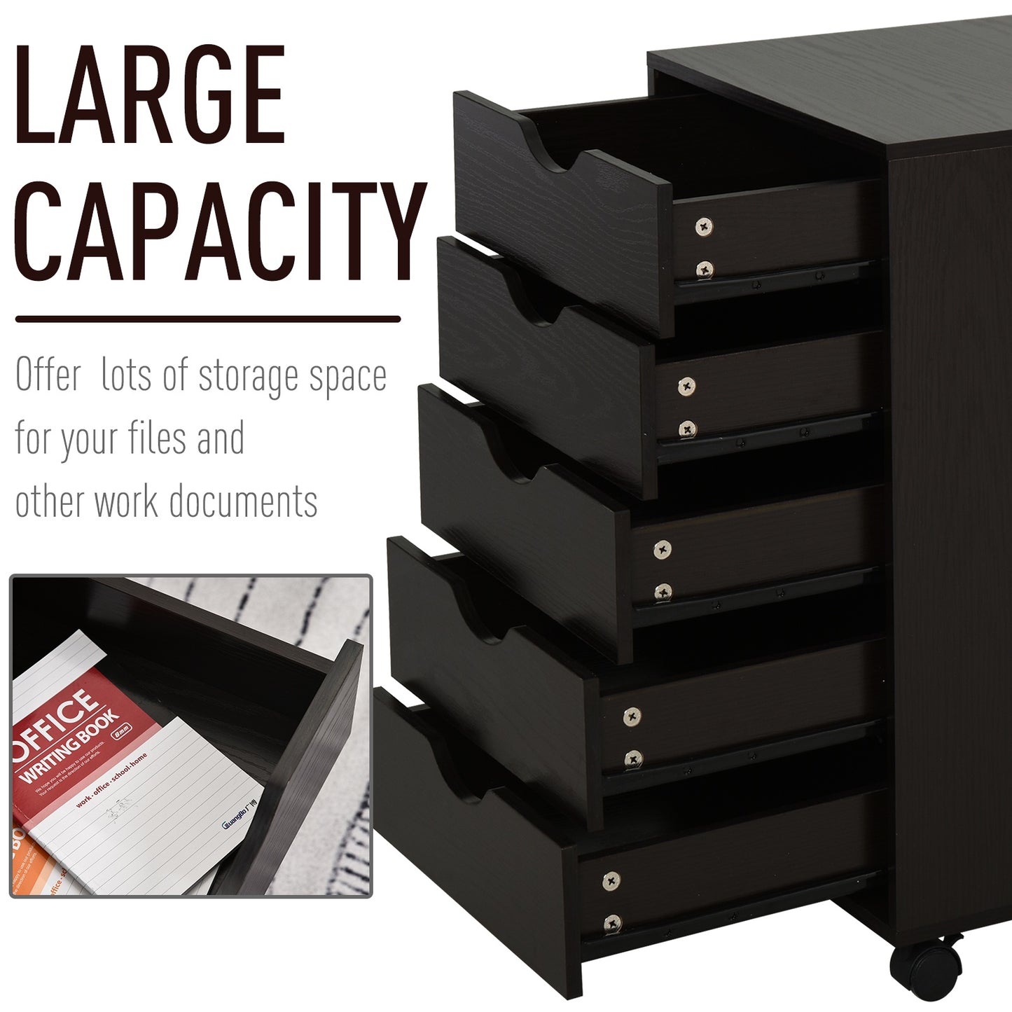 5 Drawer File Cabinet Storage Organizer Filing Cabinet with Nordic Minimalist Modern Style & Wheels