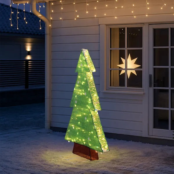 4FT Lighted Christmas Tree Yard Decorations, Pre-lit Holiday Decor With 110 Warm White LED Lights For Xmas Outdoor Indoor Decor Lighted Holiday Displays