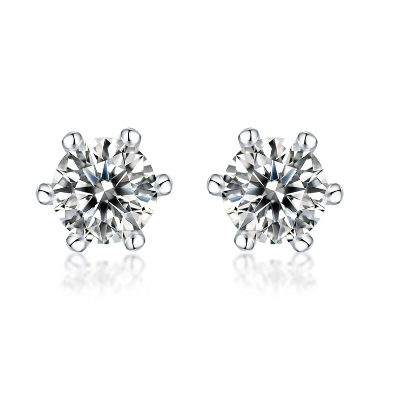 1Classic Six-prong Moissanite Silver Earrings Luxury Fashion Diamond Stud Earrings Prohibit TikTok sales