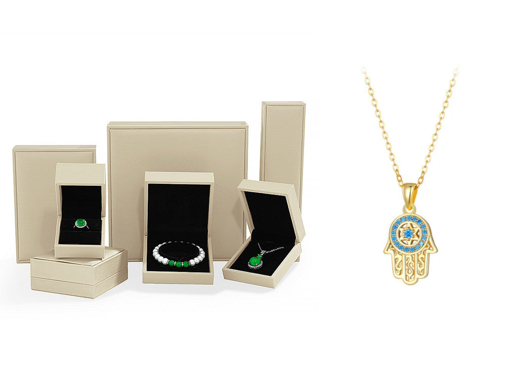 Sterling Silver Trendy Fatima's Guarding Hand Pendant Hamsa Lucky Necklaces For Women Fine Jewelry Gift