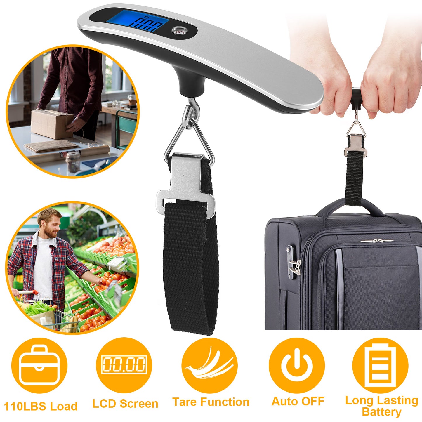 Portable Digital Luggage Scale 50kg 10g LCD Hanging Luggage Scale Electronic Digital Weight Scale For Travel Household