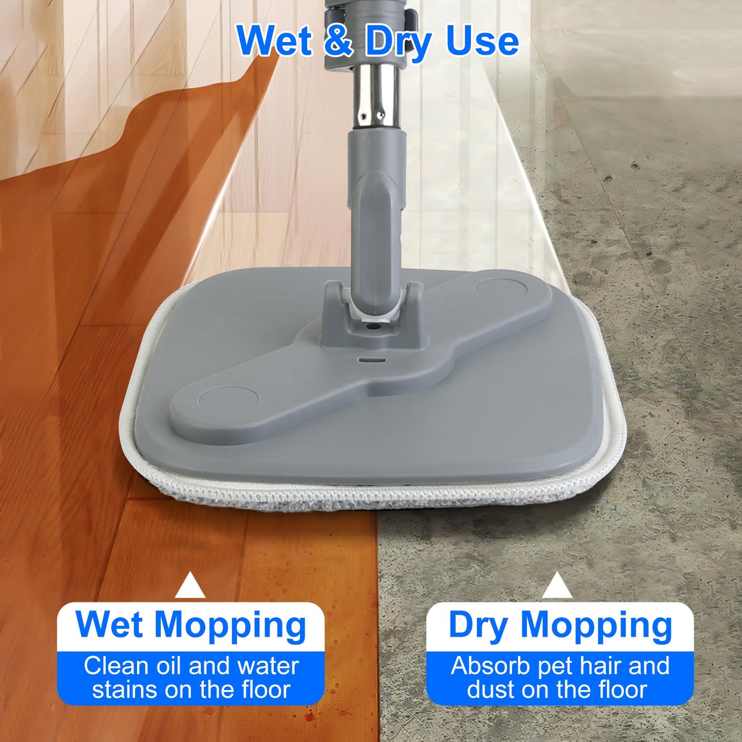Spin Mop And Bucket System Includes Dual Compartment Mop Bucket 4Pcs Thick Washable Microfiber Mop Pads For Home Cleaning