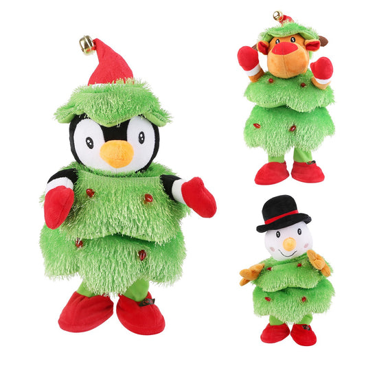 1Pc Penguin Or Elk Or Snowman Electric Dancing Singing Plush Toy Twisting Snowman Toy Talking Interactive Mimicking Funny Songs Wiggly Dance Kid Christmas Gift