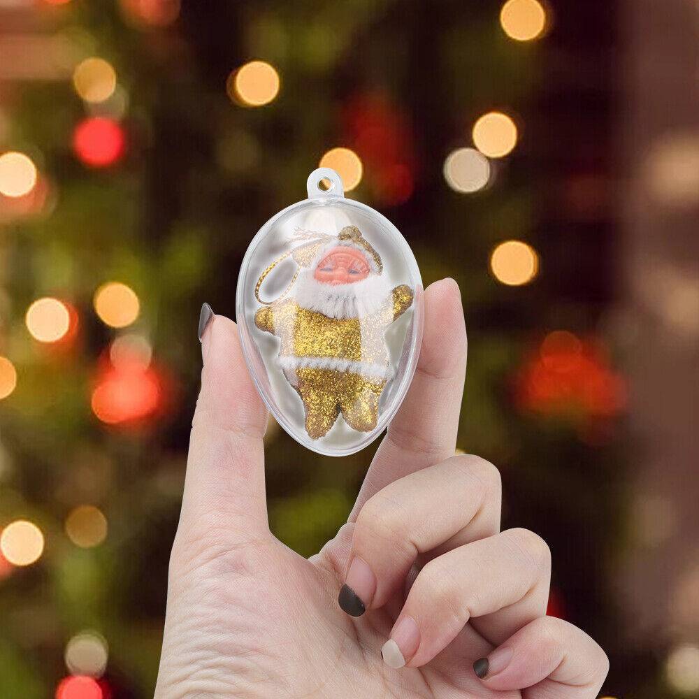 5 PCS Clear Plastic Christmas Balls Baubles Sphere Fillable Xmas Tree Ornament