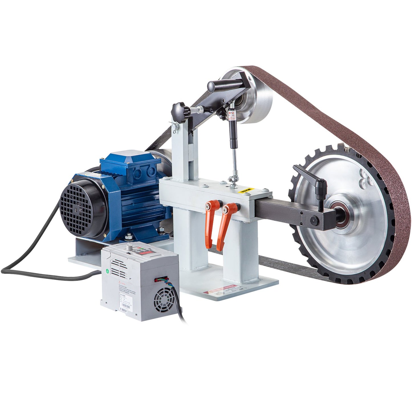 1500W 2HP Belt Sander Grinder, Variable Speed Belt Grinder For Metalworking, 3 In 1 Belt Sander Polisher With 3 Grinding Moulds & Flat Platen Tool Rest For Knife Making