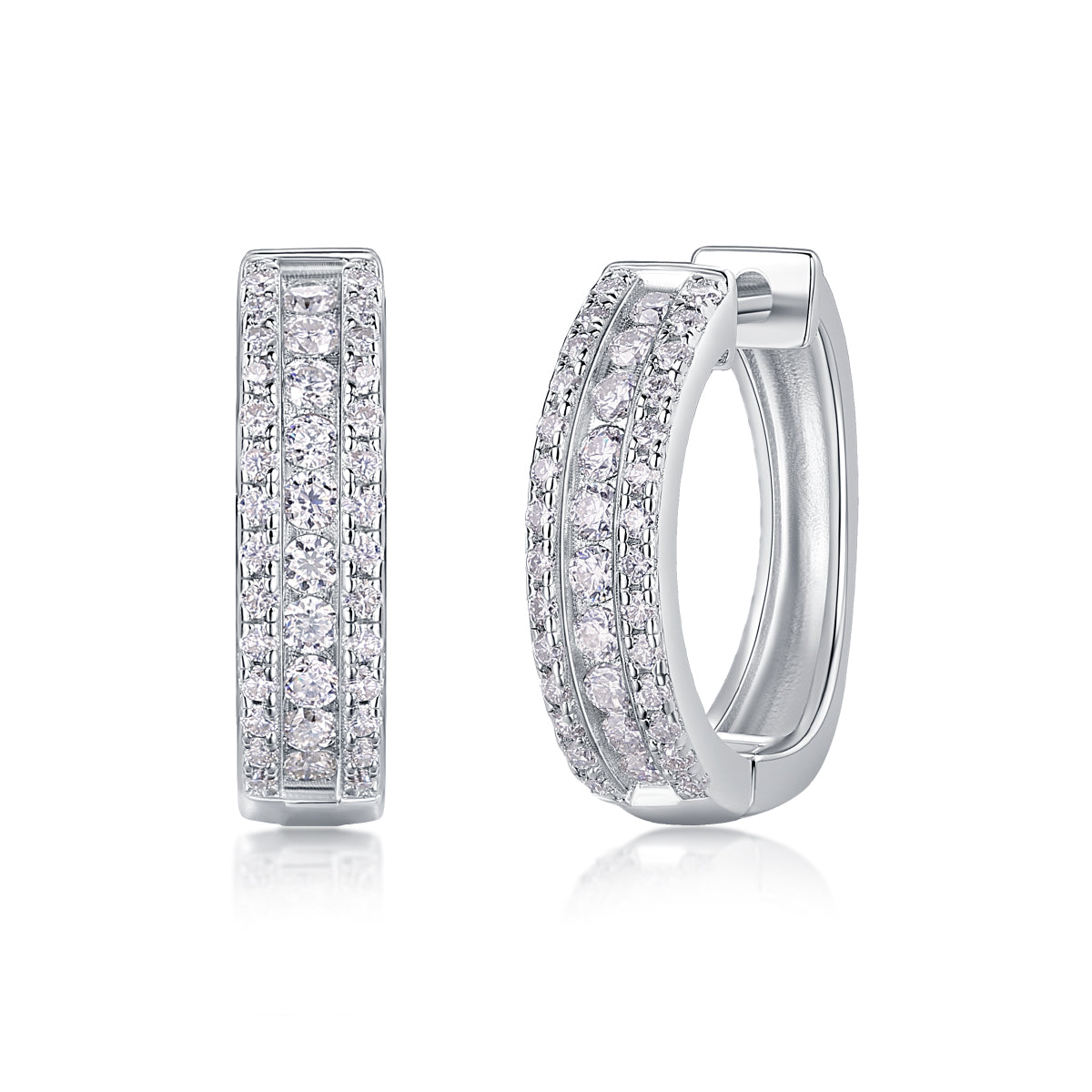 1Splendid Night Luxury Fashion Diamond Earrings Stud Set With Mosan Diamond Silver Ornaments